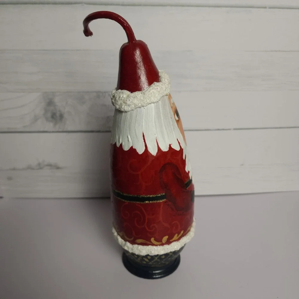 Handmade Gourd Santa‎ Claus Christmas Figure Hand Painted Signed Regina Schaefer